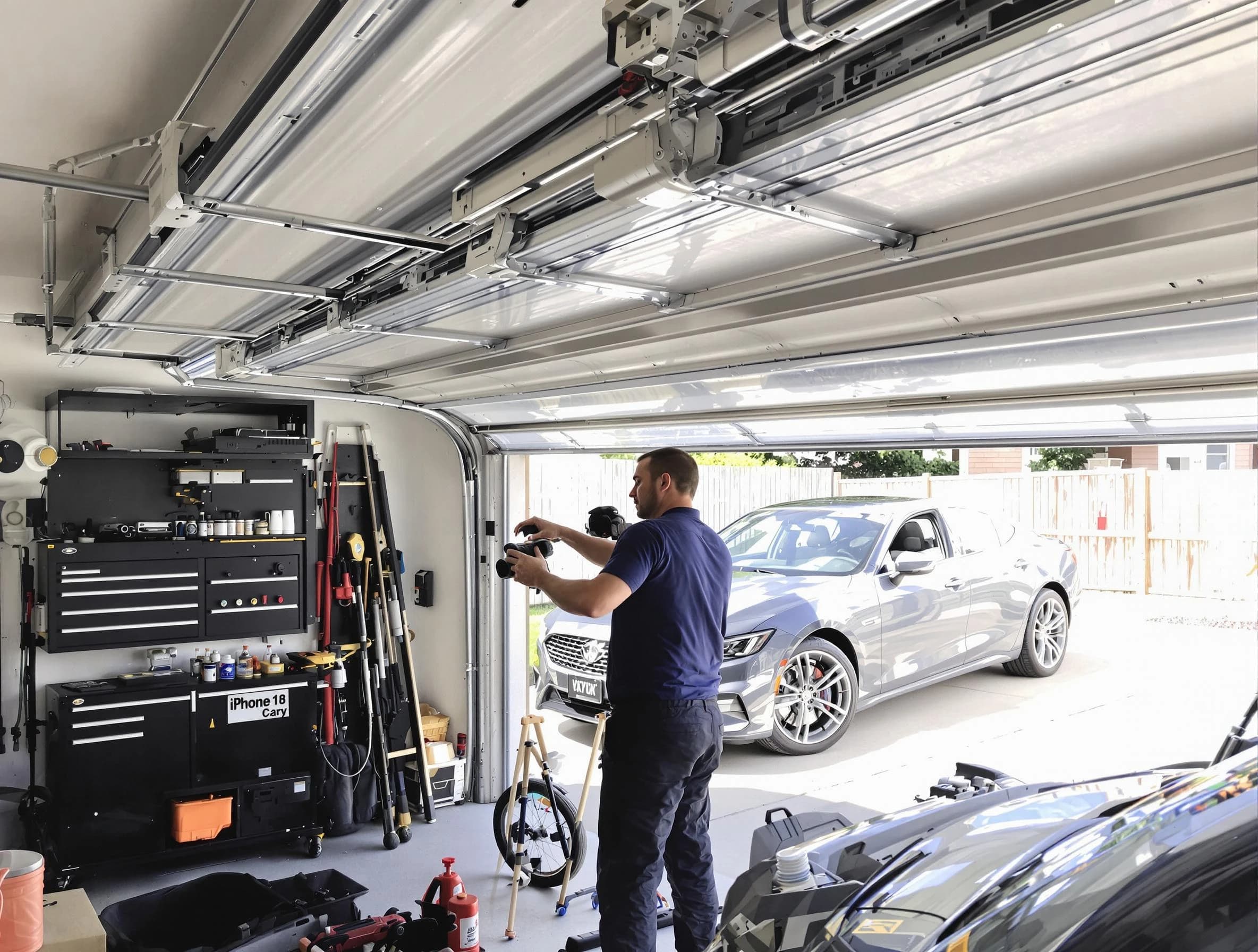 Castle Pines Garage Door Repair technician fixing noisy garage door in Castle Pines