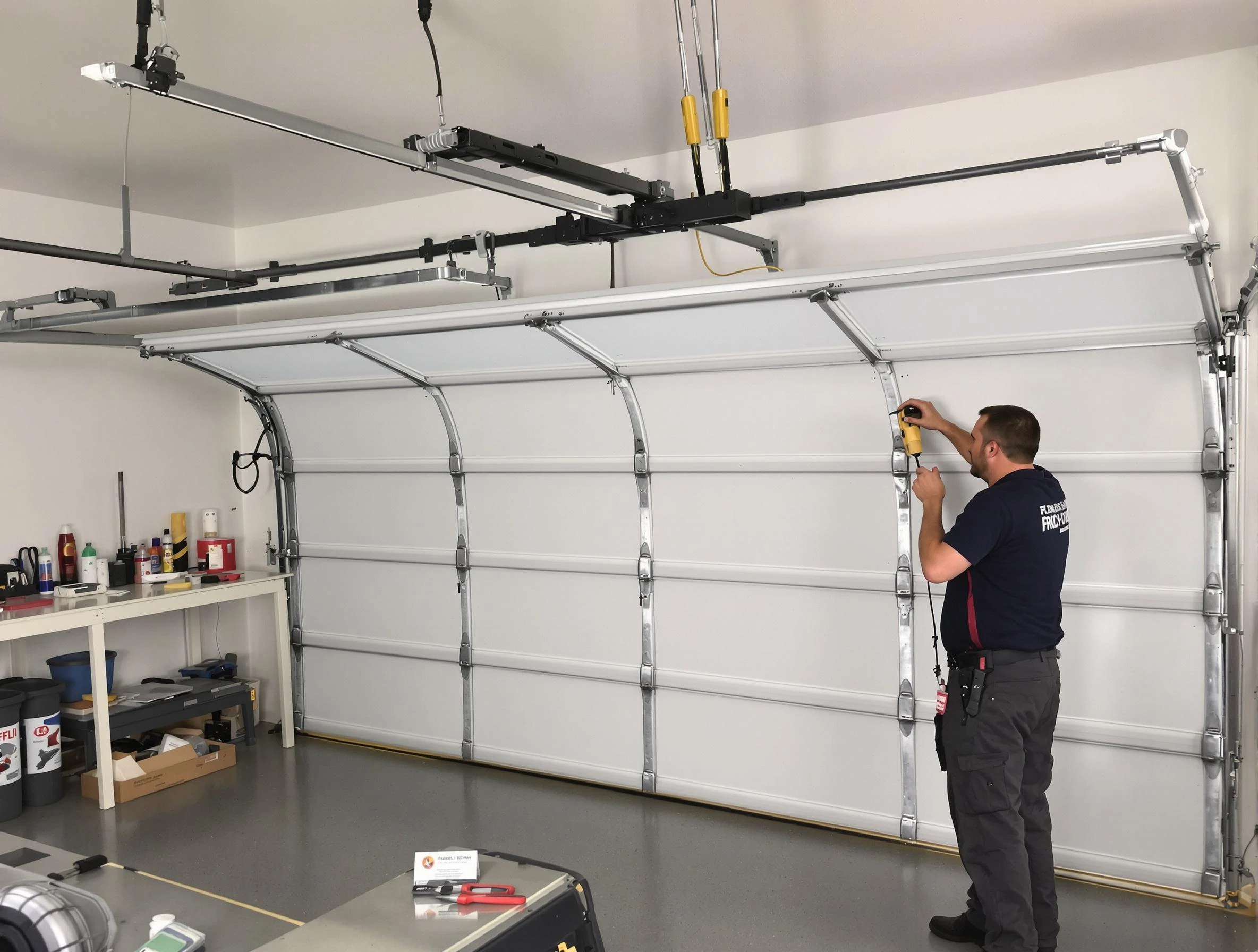 Castle Pines Garage Door Repair certified technician performing overhead door system repair in Castle Pines